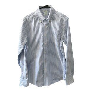 Brooks Brothers Classic Button Down Shirt Men’s 15 1/2-35 Blue White Stripes